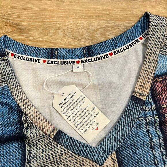 EXCLUSIVE Patchwork Long Sleeve Women’s Top Size Medium - Picture 5 of 7